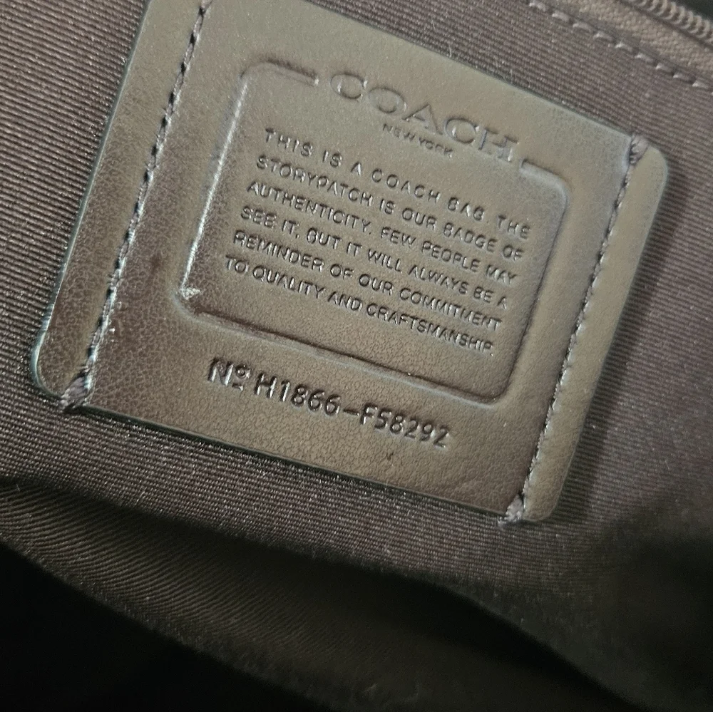 Coach Signature Coated Canvas Brown /Burgundy Leather tote bag - Picture 11 of 13